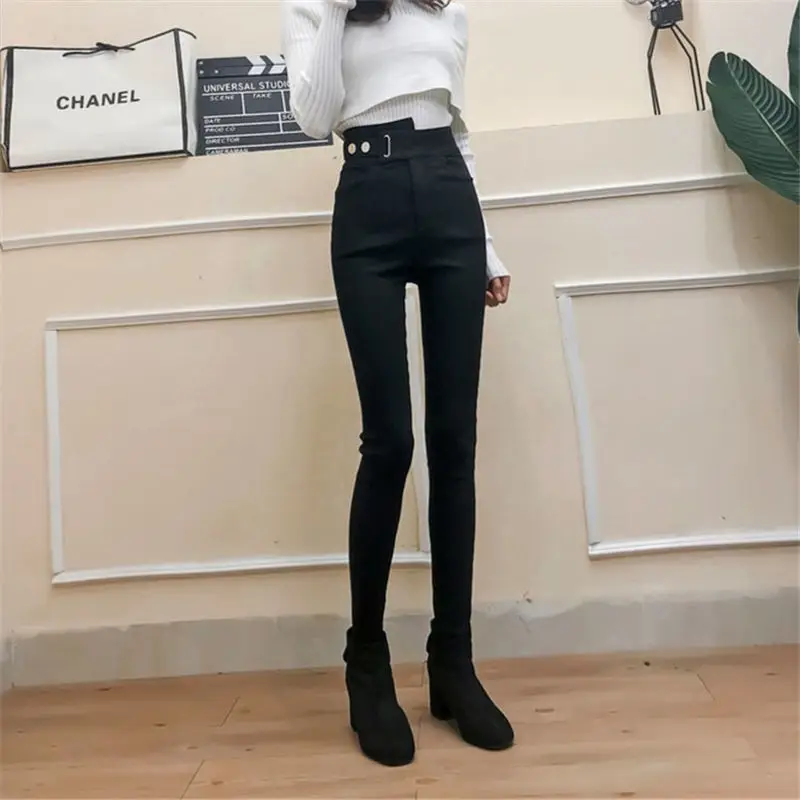 

Women 2021 Spring Summer New Fashion Waist Elastic Leggings Female Slim Pencil Pants Ladies Thin Long Skinny Trousers T167