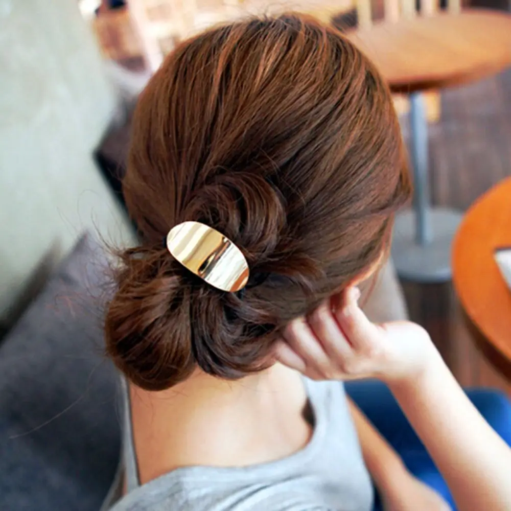 1Pc Women Metal Hair Ties Ponytail Holder Vintage Ring Elastic Rubber Hairband Simple Rope Elegant Accessories |