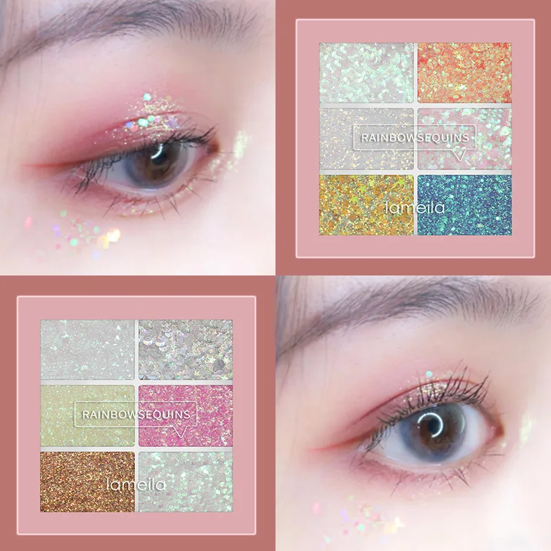

6Colors Eye Shadow Platte Glitter Shimmer Luminous Eyes Makeup Create Shiny Natural Look Not Smudge Lasting Waterproof TSLM1