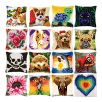 cartoon animals carpet embroidery cross stitch pillow tapestry kits do it yourself latch hook pillow cushion cover pillow diy