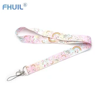 cute unicorn mobile phone strap pink neck lanyards for charm phone lanyard keys handy kette keycord for iphone huawei straps