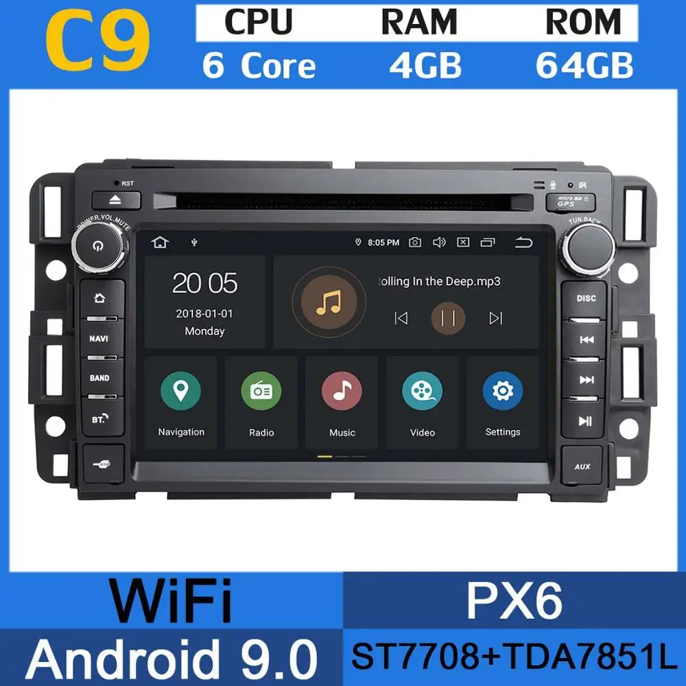 6Core 4G RAM 64G PX " PX6 4 Гб+ 64 ГБ Android 9,0 автомобильный DVD gps Радио для GMC Yukon Chevrolet Tahoe Equinox Savava Sierra Buick Enclave - Цвет: 6Core 4G RAM 64G PX