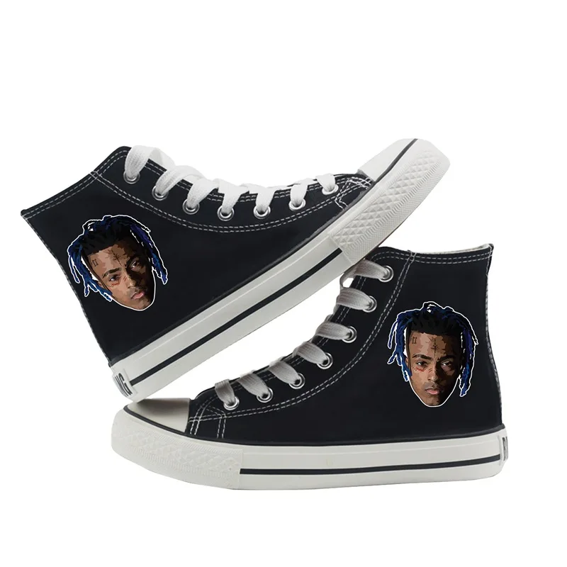 Рэпер Синг XXXTentacion высокие двухслойные парусиновые кроссовки с мультипликационным принтом студенческие персонализированные трендовые кроссовки A194