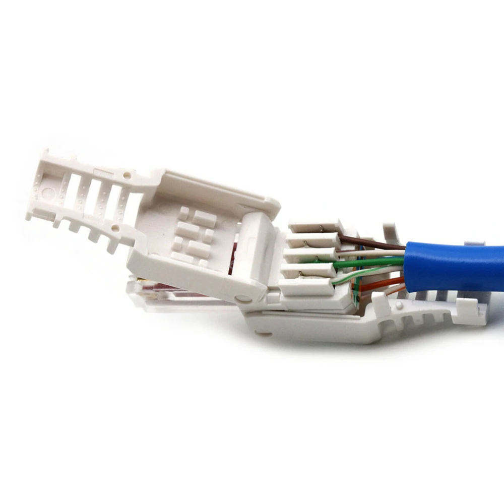 Белый коннектор RJ45 без инструментов обжима коннекторы для кабеля Ethernet