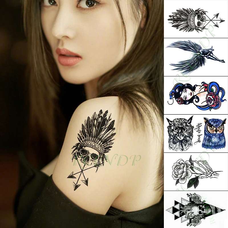 Waterproof Temporary Tattoo Sticker movie Sexy Girl leon feather Fake Tatto Hand Arm Flash Tatoo for Men Women | Красота и здоровье