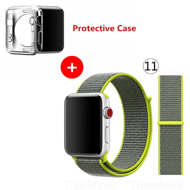 Нейлоновый спортивный бесшовный ремешок для наручных часов iwatch, 4 цвета, в полоску, легкий мягкий сплетенный ремешок для наручных часов Apple Watch 4 серии 3/2/1 38 мм 42 мм 40 мм 44 мм - Цвет ремешка: 11-Flash