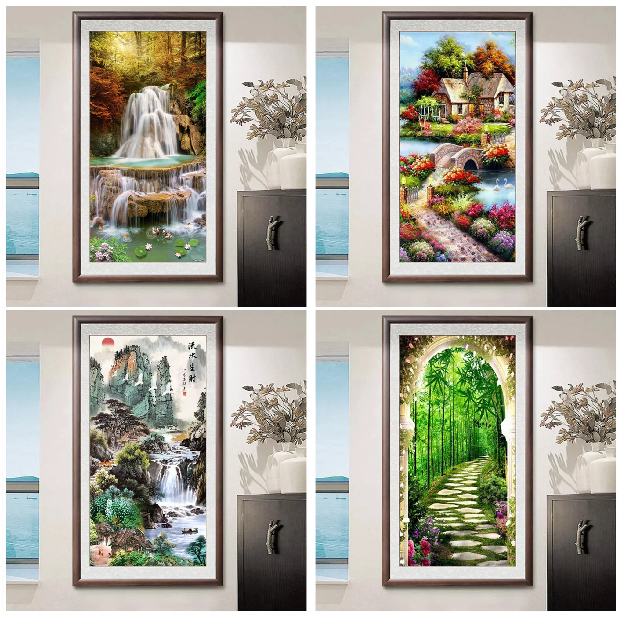 Полноразмерная алмазная живопись пейзаж цветы 5D вышивка сделай сам мозаика