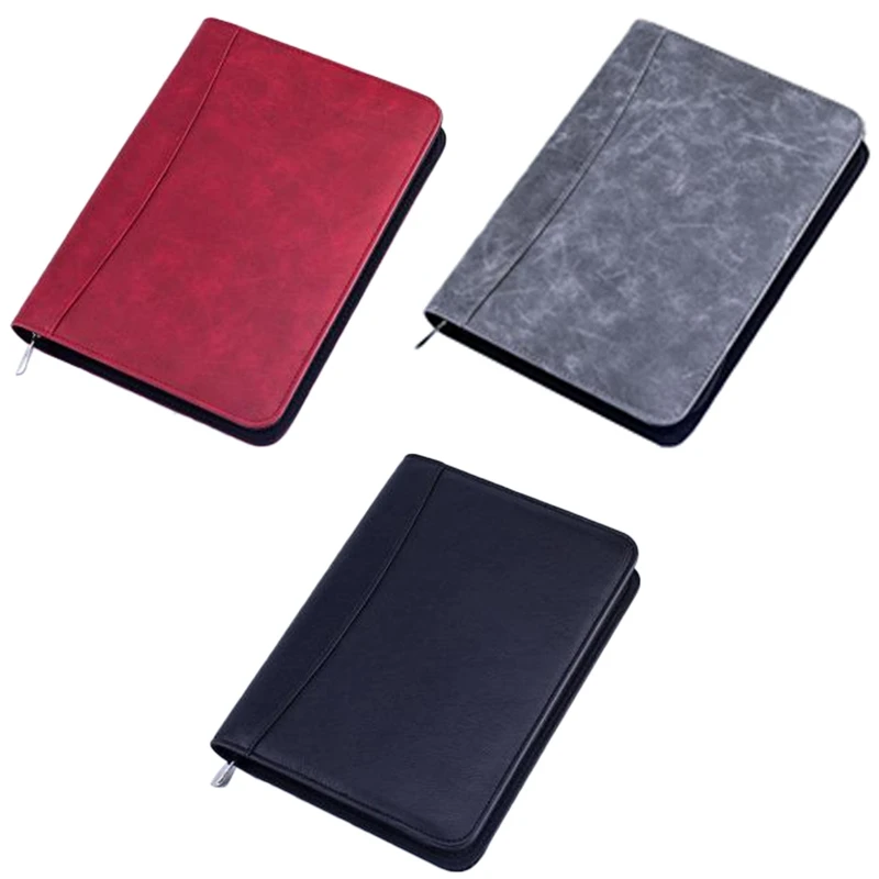 A5 Padfolio с калькулятором папка на молнии блокнот портфель из искусственной кожи папка для руководителя спиральная дорожная записная книжка