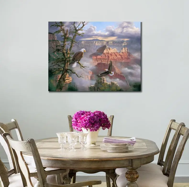 Goede Wall Art Oil Painting Lofty Perch Handmade Animal Landscapes Picture For Room Decor Large Canvas