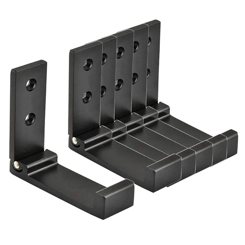 

6-Piece Aluminum Alloy Folding Hook Single Hook for Coat Rack Suitable for Bathroom Kitchen and Living Room Black