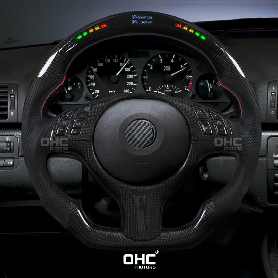 

100% Real Carbon Fiber LED Performance Steering Wheel compatible for M E82 E39 E46 M3 5 Series 1 Series