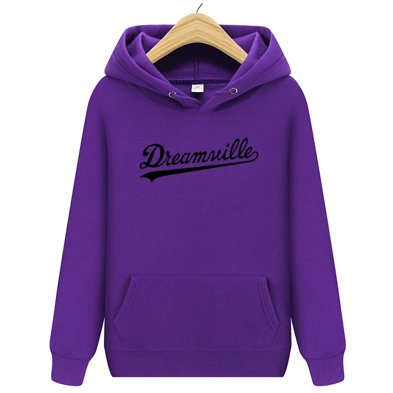 Модные Новинка; худи Для мужчин хип-хоп DREAMVILLE Коул Логотип с капюшоном Swag письмо флисовые J худи с принтом Cole зимние толстовки Мужские пуловер - Цвет: purple1