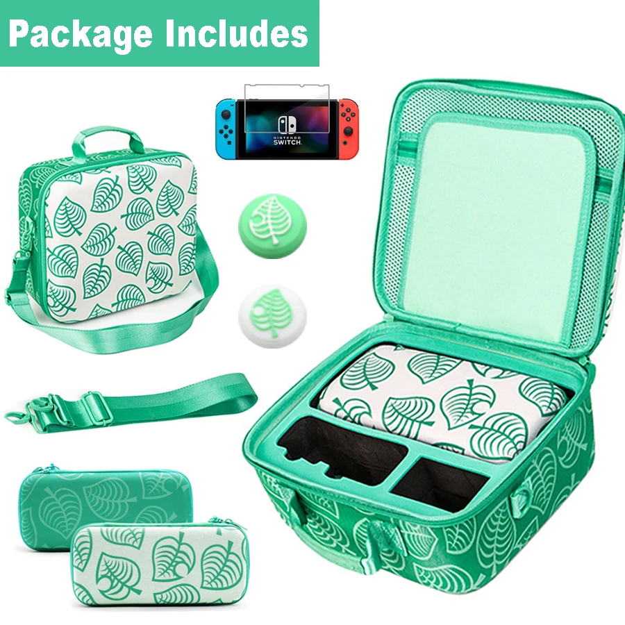 

Large Shockproof Shoulder Strap Carrying Storage Case Accessories Kit Console Bag Glass Film Thumb Grips for Nintendo Switch