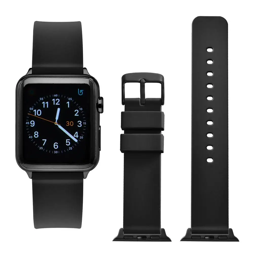 Силиконовый ремешок WOCCI для часов Apple Watch Series 5 4 3 2 1 38 мм 40 42 44 черный