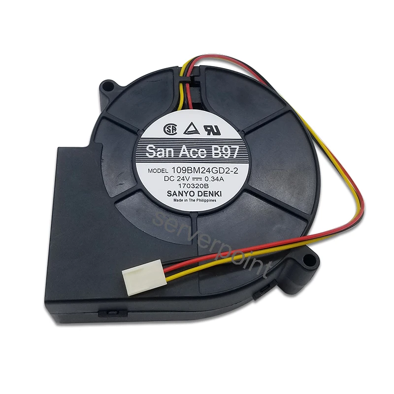 

For Sanyo Denki 109BM24GD2-2 DC 24V 0.34A 97x97x33mm 3-Wire Server Cooling Fan