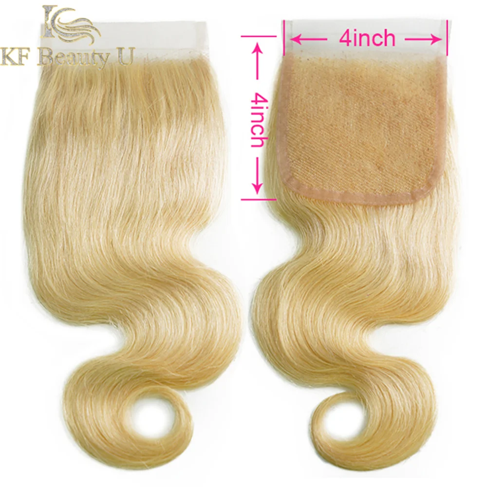 613 4x4 кружевные застежки медовые светлые швейцарские Детские волосы с