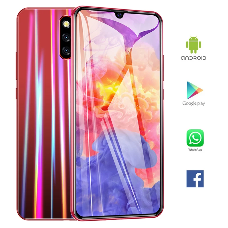 Разблокированный 6," дюймовый Android смартфон с водными каплями, распознавание лица, умный мобильный телефон, Google Play, бесплатно, 3,5 мм, наушники, Подарочный чехол