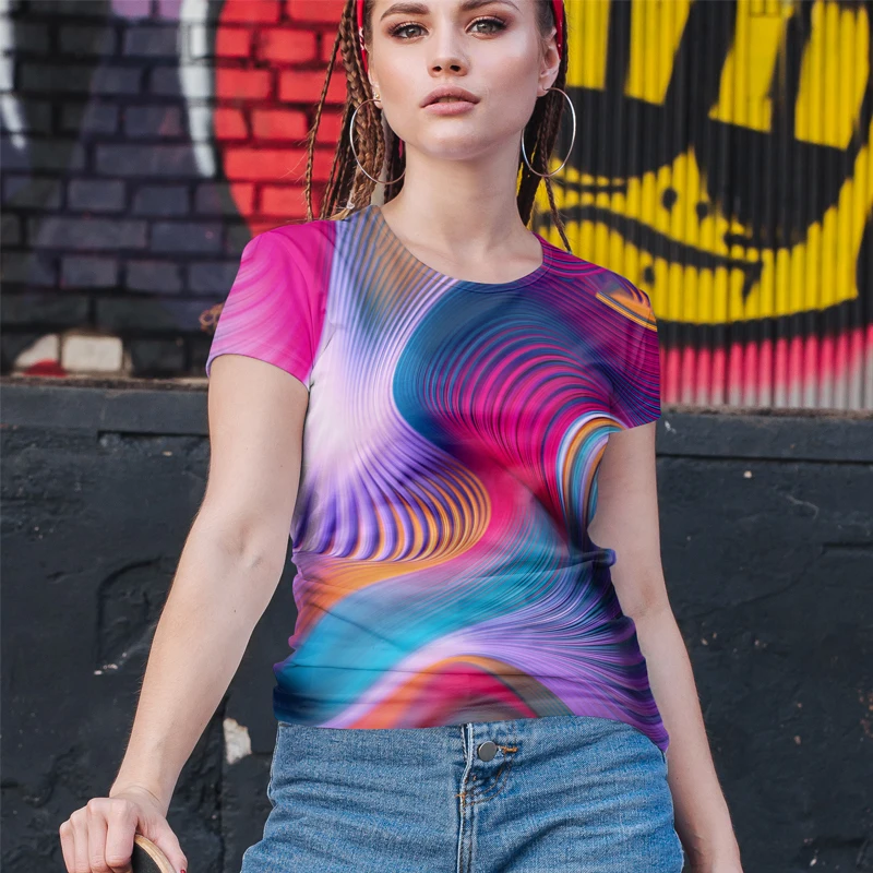 Футболка женская с 3D принтом повседневный Свободный Топ модная уличная одежда