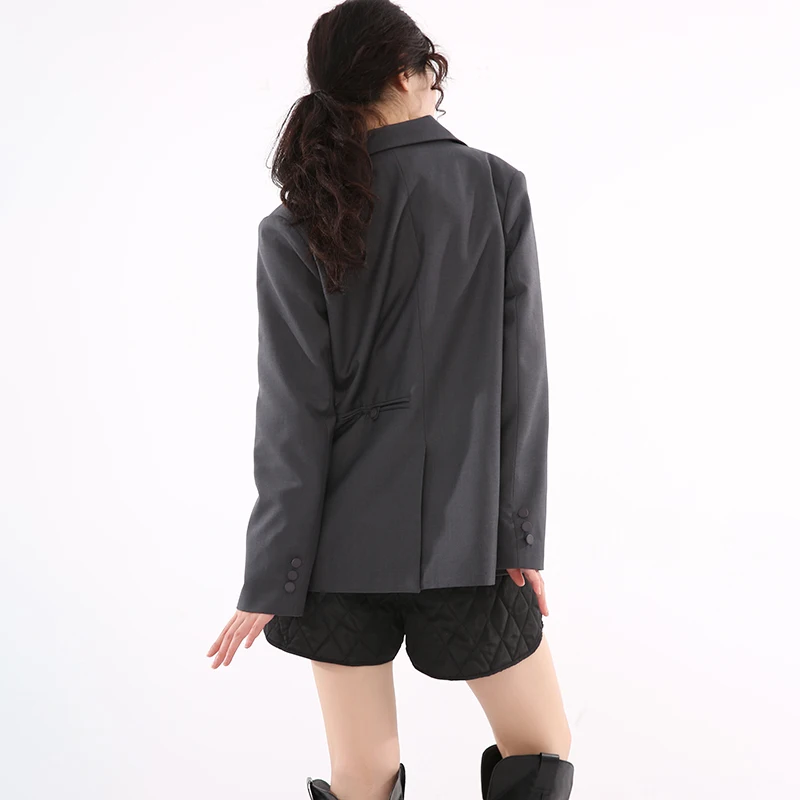 

[EAM] Women Double Breasted Back Vent Big Size Blazer New Lapel Long Sleeve Loose Jacket Fashion Spring Autumn 2021 1DB32002