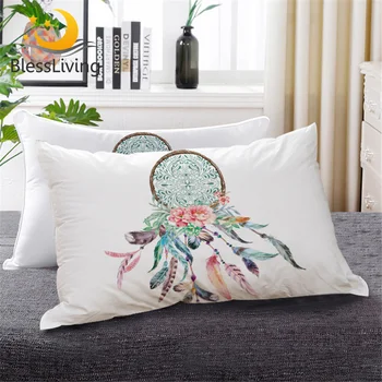BlessLiving Mandala Down Alternative Bed Pillow Bohemian Colorful Bedding 1pc Floral Hippie Decorative Sleeping Pillows 1