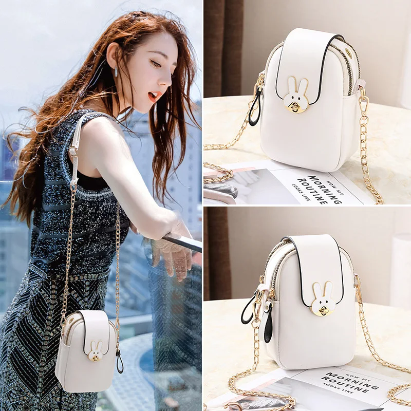 

Fashion Phone Bag Streetwear Bag Single Chain Cartoon Printing Leather Pouch Women Purses and Handbags 2019 Mini Bag PU Leather