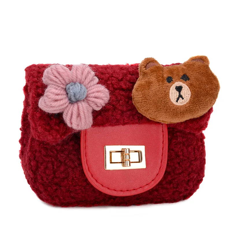 

Fur Plush Backpacks Crossbody Bags Mini Coin Purse Gift Purse Crossbody Bag Flower Girls Cute Children