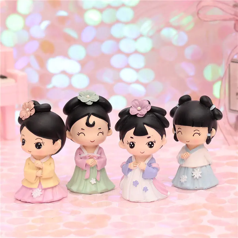 Мини традиционная китайская Династия Тан леди смолы ремесло Статуэтка для