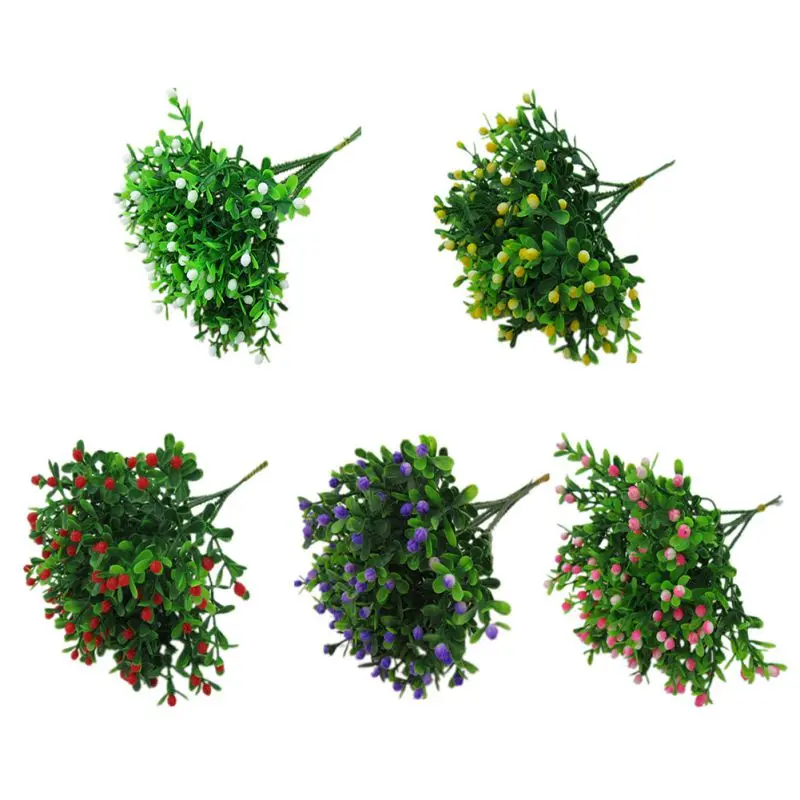 1pcs Artificial Flowers Bundles Fake Outdoor Faux Plastic Greenery Shrubs Plants Decor For Outside Hanging Planter Wedding | Дом и сад