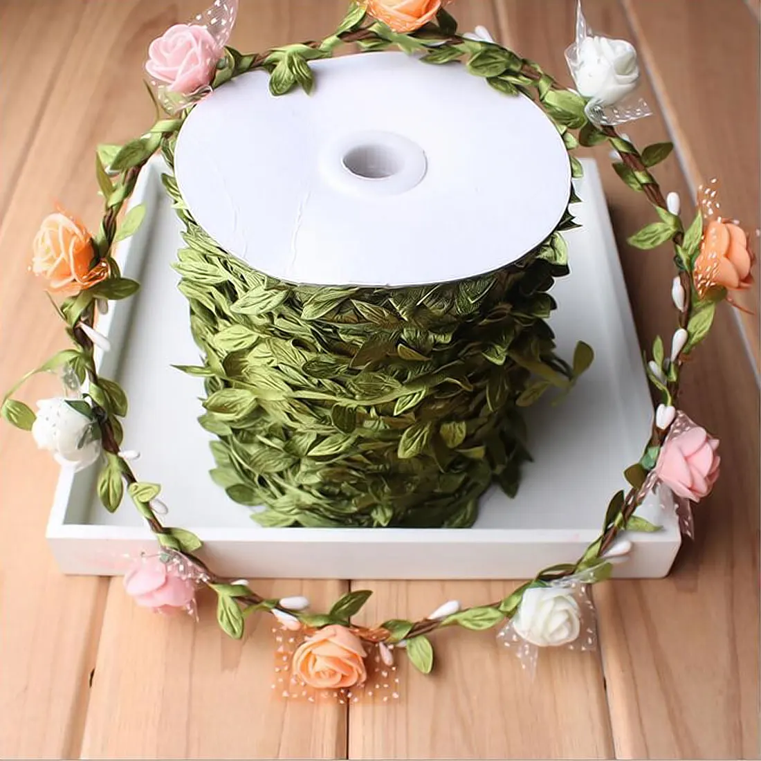 Искусственные зеленые листья 20 метров шелковая Ручная работа в форме листа для