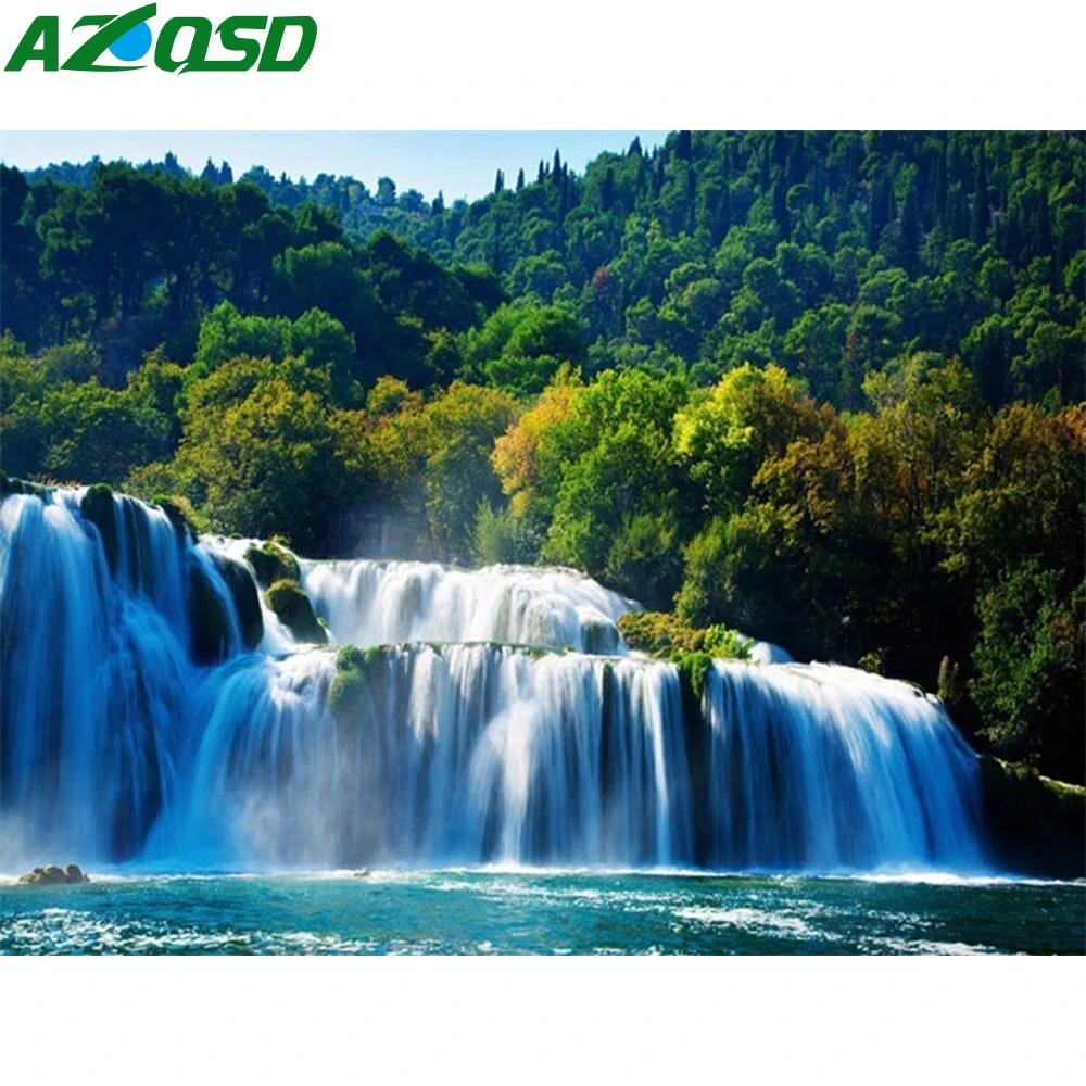 Алмазная живопись AZQSD пейзаж алмазная вышивка картины водопада стразы мозаика