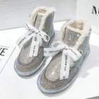 Женская Вельветовая обувь, зимняя Модная элегантная обувь в Корейском стиле, зимние ботинки Rhinestone