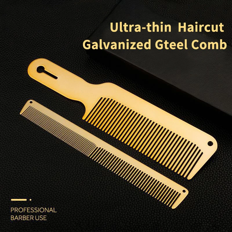 

Metal Ultra-Thin Heat-Resistant Flat Top Clipper Comb Salon Hairdressing With Handle Hair Cutting Comb Salon Styling Tool