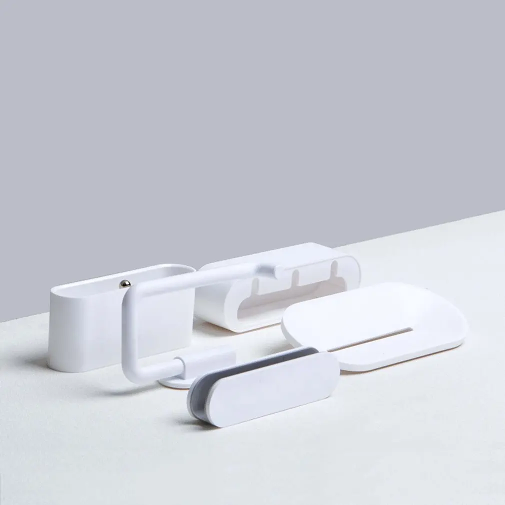 

Happy Life Bathroom 5 Sets In1 Soap Hook Storage Box Phone Holder Toothbrush Holder Bathroom Shower Room Tool