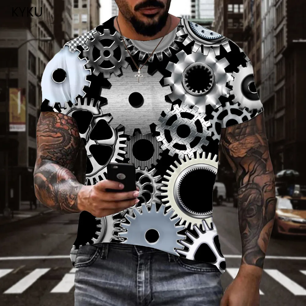 

Футболка KYKU Gear, Мужская футболка с металлическим принтом в стиле хип-хоп, 3d Harajuku, аниме-одежда, Забавные футболки, мужская одежда, футболки, Н...