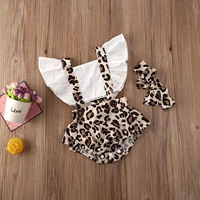2pcs baby summer clothing newborn infant baby girl clothes leopard jumpsuit bodysuit headband outfits