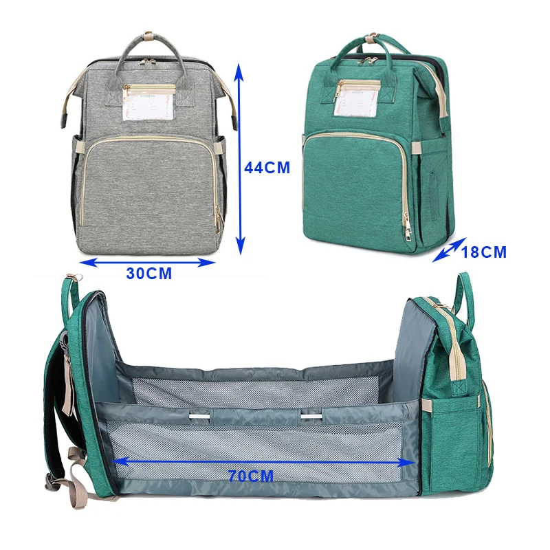 

Ship From US Warehouse Multifunctional Baby Folding Bed Diaper Bag Moms And Dads USB Nursing Stroller Backpack Handbag Maternity