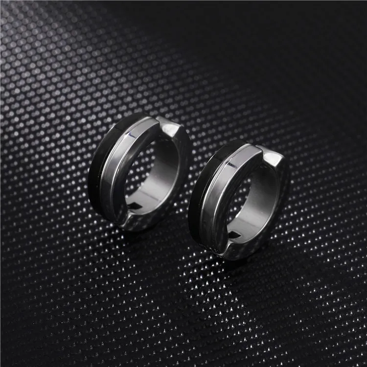 Мужские клипсы для ушей SingleTitanium Steel Европейская и американская мода Простые