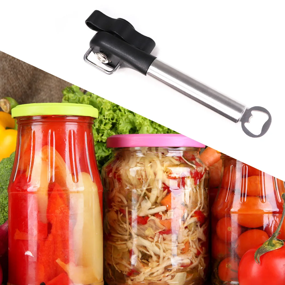 

1PC Manual Can Openers Smooth Edge Stainless Steel Anti Slip Handheld Turn Knob Bottle Tin Jar Opening Tools Household Kitchen