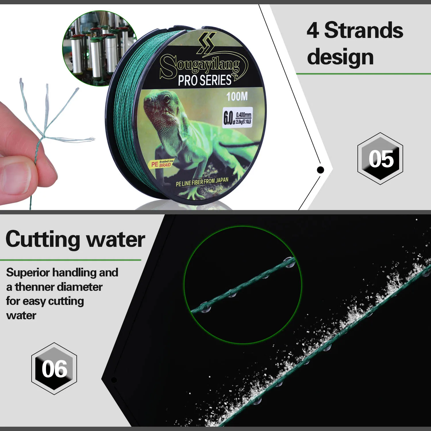 Sougayilang 100M Braided Fishing Line Top Quality Carp 4 Strand 2.12-57.1LB Multilament PE Braid Lines Tackle | Спорт и развлечения