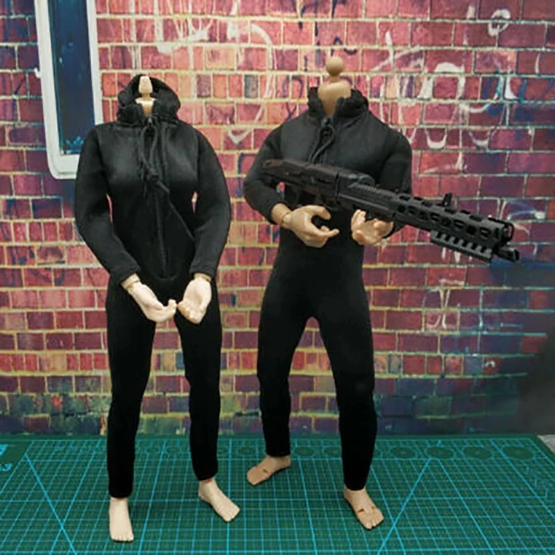 

1/6th Spy Black Catsuit Cool Killer Jumpsuit Bodysuit 12 Inch Movable Doll