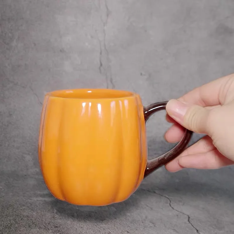 Special Halloween Pumpkin jar Mug relief ceramic cup tea coffee gift pumpkin breakfast mug cups | Дом и сад