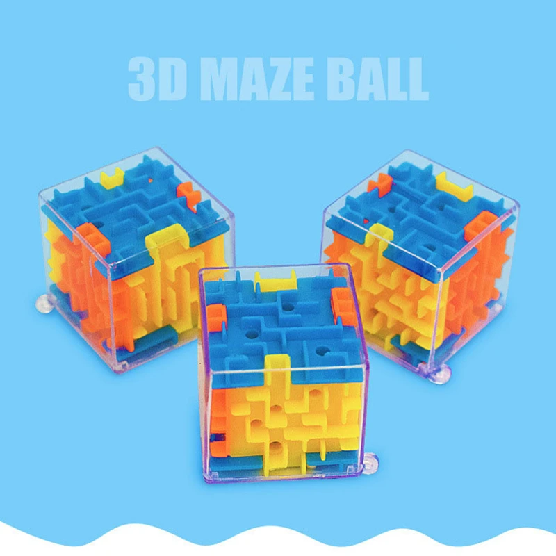 3D головоломка, лабиринт, магический куб, прозрачная шестисторонняя игра для мозга, игрушки для детей, развивающая игрушка с шариками для сба...