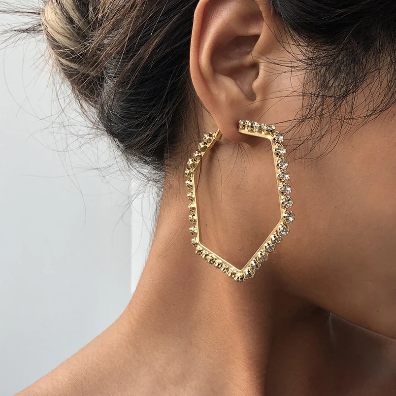 

Boho Exaggerated Geometric Hoop Earrings for Women Vintage Gold Color Korea Big Circle Hoops Statement Women's Earrings Jewelry