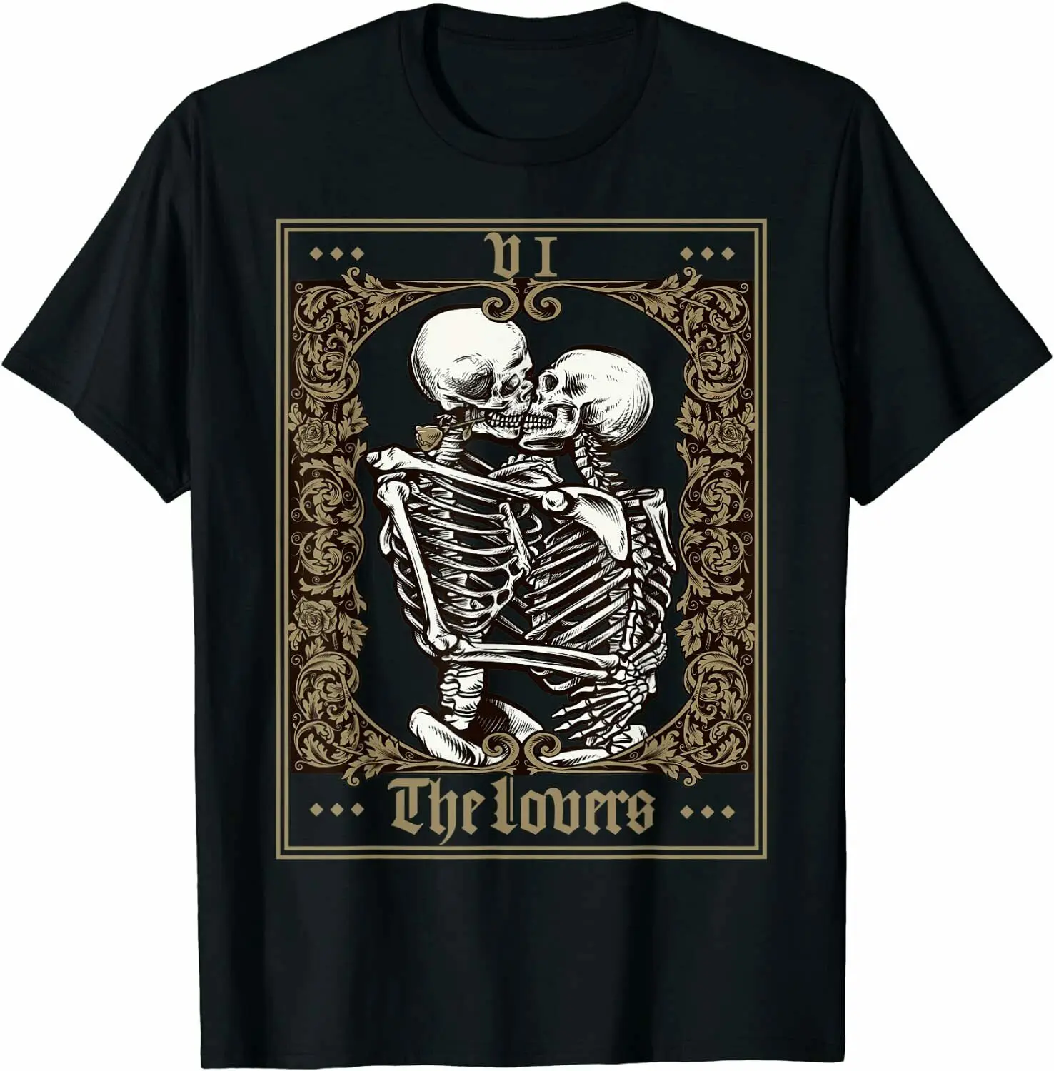 

The Lovers Vintage Tarot Card Skeleton T-Shirt