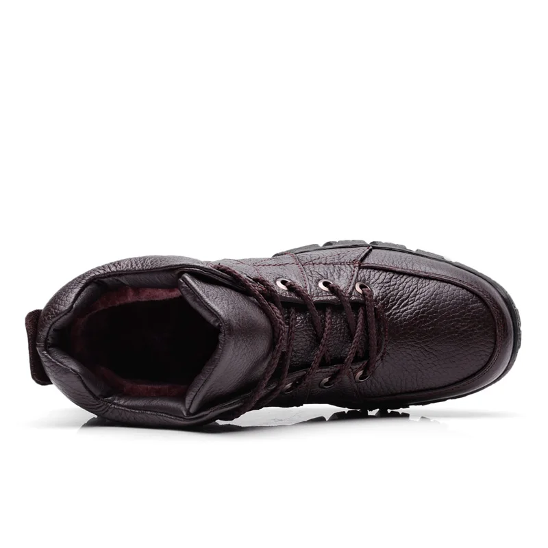 

Winter Men's Boots plush Warm snow boots genuine Leather Male Waterproof Shoes Chaussure Mans Casual Shoes For Men ankl Boots