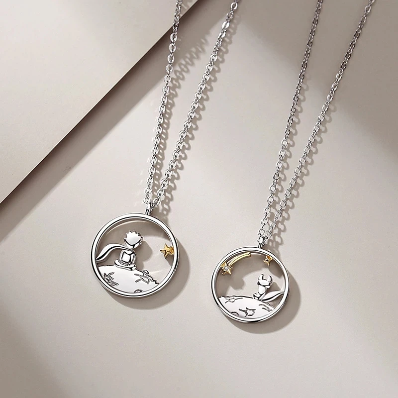 

Sweet And Romantic Alloy Little Prince And Fox Couple Pendant Necklace Men's And Women's Neck Ornaments Clavicle Chain Jewelry