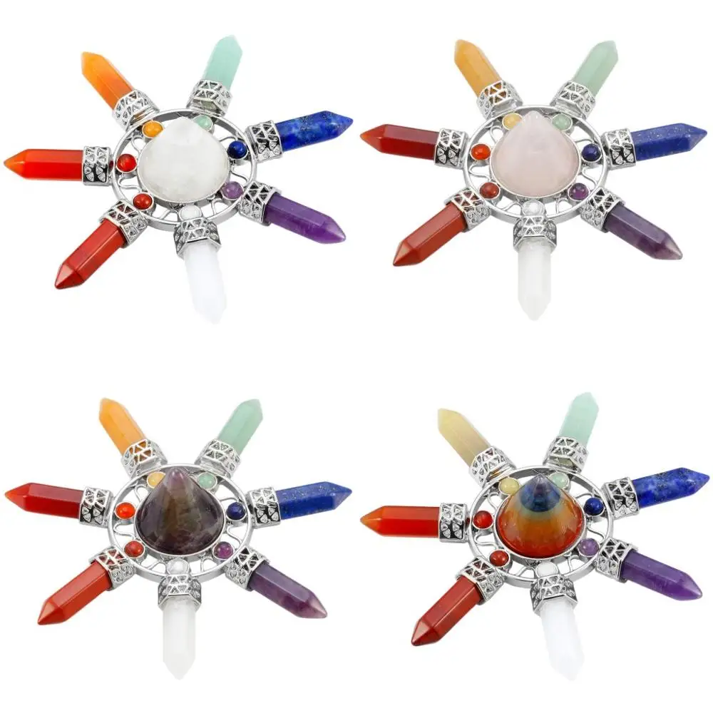 

TUMBEELLUWA 7 Chakra Crystal Point Energy Generator with Taper Pyramid Reiki Healing Meditation Chakra