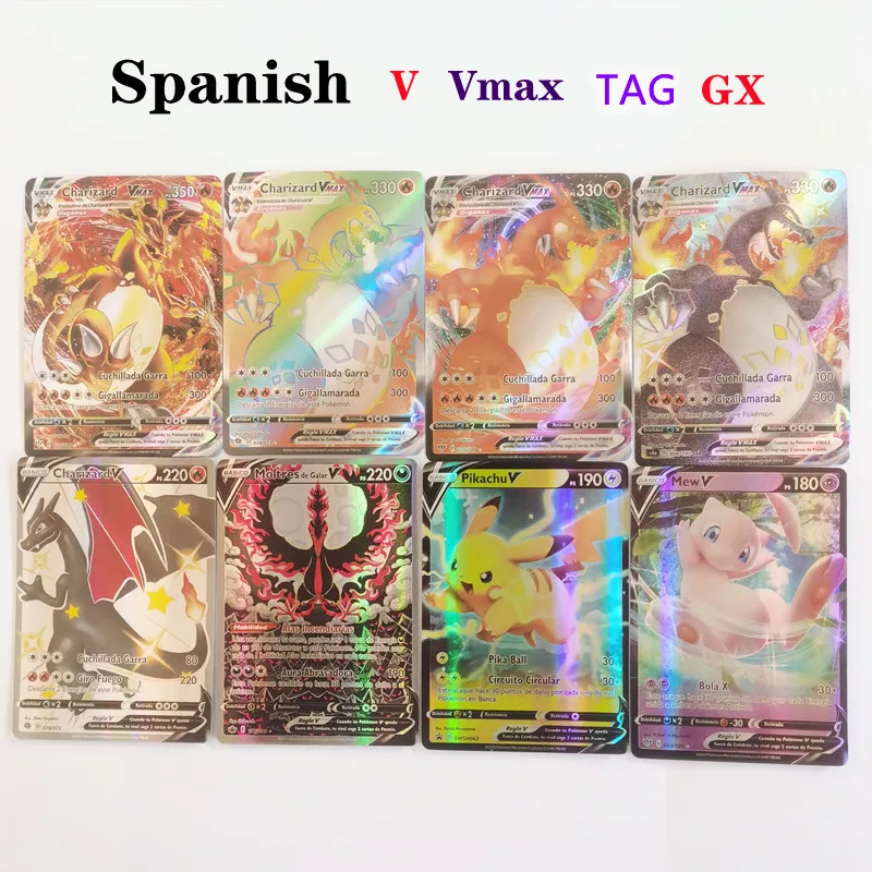 

2021 NEW 25-100Pcs Versión española Pokemon Card Featuring 100 Gx 100 V VMAX 100 Tag Team 25VMAX