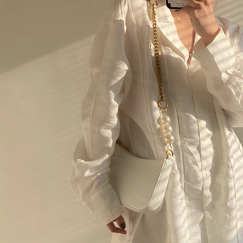 

Fashion Retro Clutches Ladies Newest Underarm Beading Chains Alligator Korean Style High Quality Ins Chic Exquisite Shoulder Hot