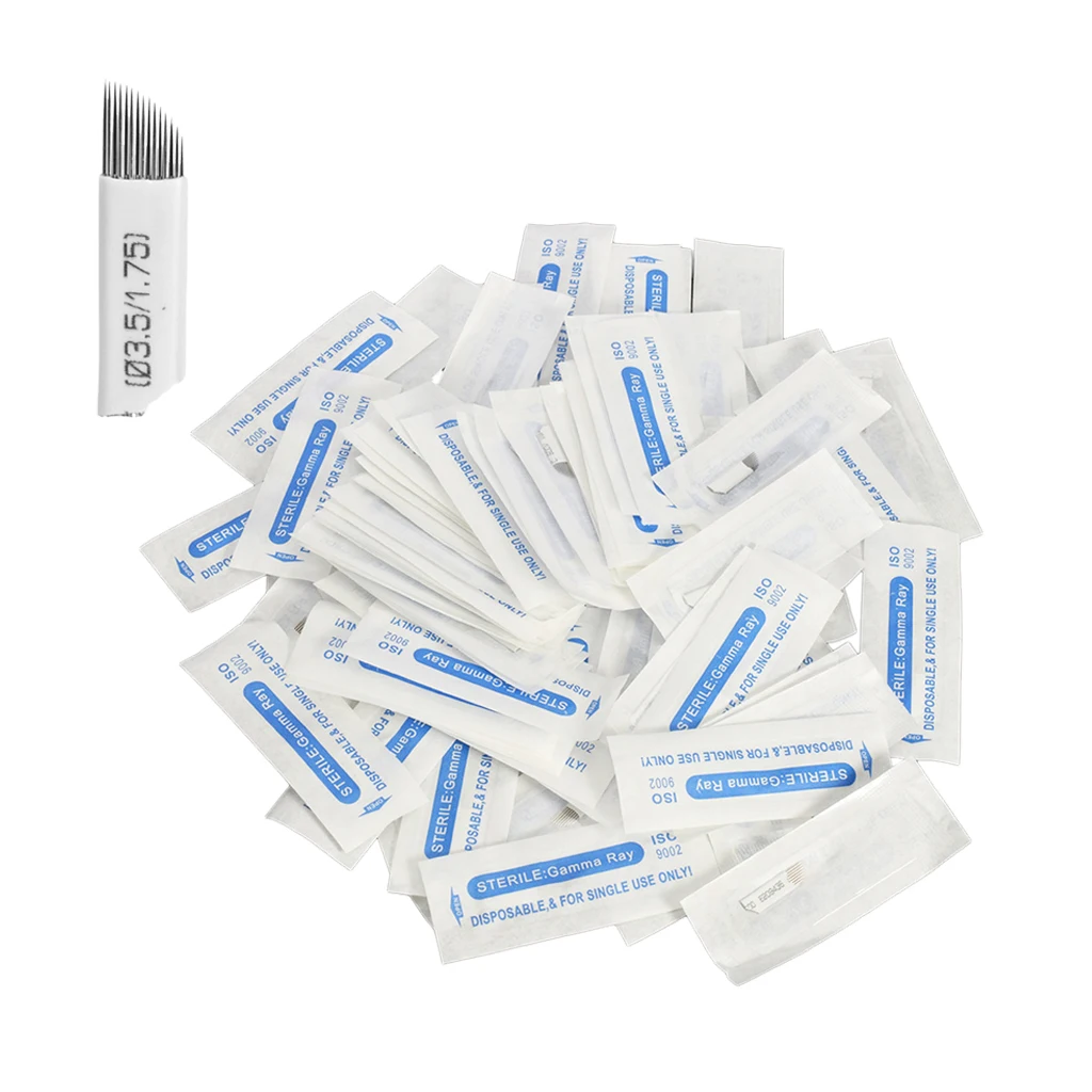 

100pcs Disposable Tattoo Needles Permanent Makeup Microblading Blades 15pins